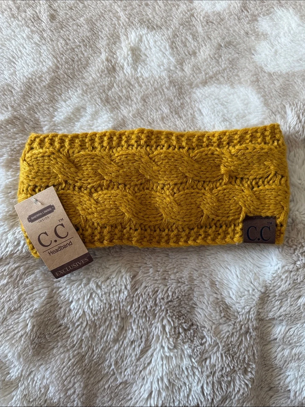 C.C Mustard Knit Cable Headband